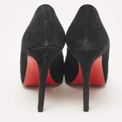 Christian Louboutin Black Suede Round Toe Pumps Size 37