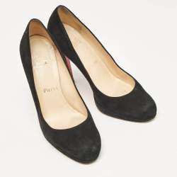 Christian Louboutin Black Suede Round Toe Pumps Size 37
