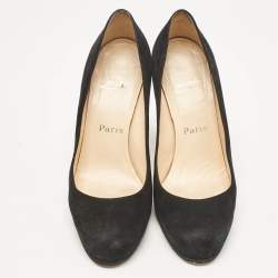 Christian Louboutin Black Suede Round Toe Pumps Size 37