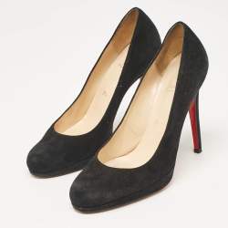 Christian Louboutin Black Suede Round Toe Pumps Size 37