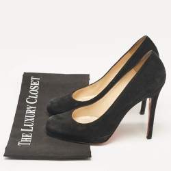 Christian Louboutin Black Suede Round Toe Pumps Size 37