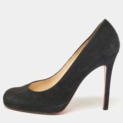 Christian Louboutin Black Suede Round Toe Pumps Size 37