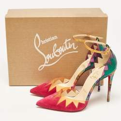 Christian Louboutin Multicolor Suede and PVC Chapito Ho Pumps Size 37.5