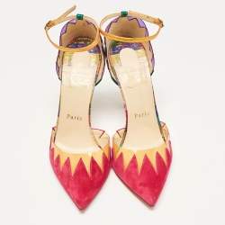 Christian Louboutin Multicolor Suede and PVC Chapito Ho Pumps Size 37.5