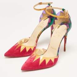 Christian Louboutin Multicolor Suede and PVC Chapito Ho Pumps Size 37.5