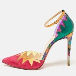 Christian Louboutin Multicolor Suede and PVC Chapito Ho Pumps Size 37.5
