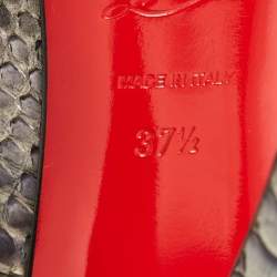 Pre Owned Christian Louboutin Metallic Blue Python Lady Peep Pumps Size 37.5