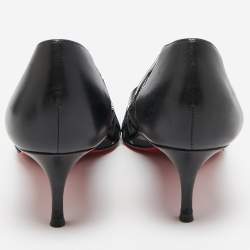 Pre Owned Christian Louboutin Black Patent Leather and Mesh Tititata Pointed Toe Pumps Size 39