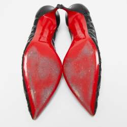 Pre Owned Christian Louboutin Black Patent Leather and Mesh Tititata Pointed Toe Pumps Size 39
