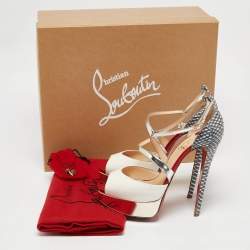 Pre Owned صندل كريستيان لوبوتان كروس مي جلد وجلد لامع بيج سيور متعاكسة نعل سميك مقاس 35