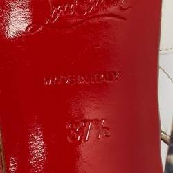 Pre Owned صندل كريستيان لوبوتان كروس مي جلد وجلد لامع بيج سيور متعاكسة نعل سميك مقاس 35