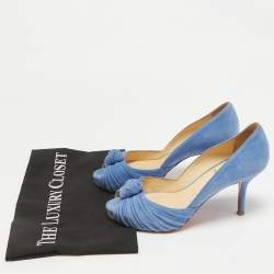 Christian Louboutin Blue Suede Greissimo Peep Toe Pumps Size 36.5