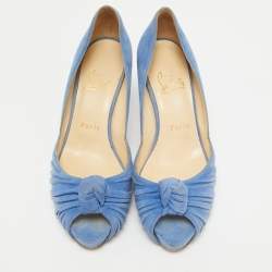 Christian Louboutin Blue Suede Greissimo Peep Toe Pumps Size 36.5
