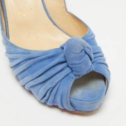 Christian Louboutin Blue Suede Greissimo Peep Toe Pumps Size 36.5