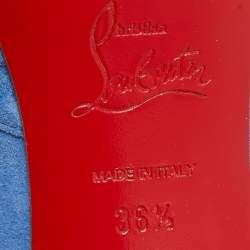 Christian Louboutin Blue Suede Greissimo Peep Toe Pumps Size 36.5