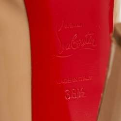 Pre Owned Christian Louboutin Beige Patent Leather Rolando Platform Pumps Size 38.5