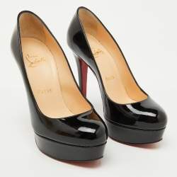 Christian Louboutin Black Patent Leather Bianca Platform Pumps Size 36.5