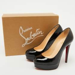 Christian Louboutin Black Patent Leather Bianca Platform Pumps Size 36.5