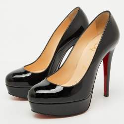 Christian Louboutin Black Patent Leather Bianca Platform Pumps Size 36.5