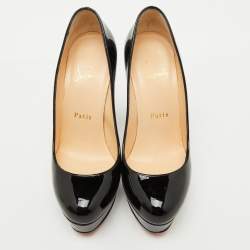 Christian Louboutin Black Patent Leather Bianca Platform Pumps Size 36.5