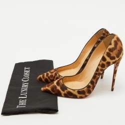 Pre Owned Christian Louboutin Brown Leopard Print Calf Hair So Kate Pumps Size 39