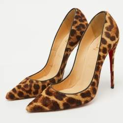 Pre Owned Christian Louboutin Brown Leopard Print Calf Hair So Kate Pumps Size 39