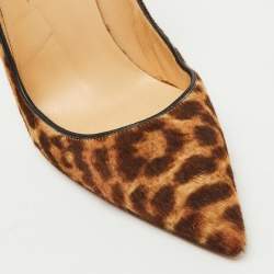 Pre Owned Christian Louboutin Brown Leopard Print Calf Hair So Kate Pumps Size 39