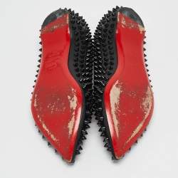 Christian Louboutin Black Leather Pigalle Spikes Ballet Flats Size 36.5 