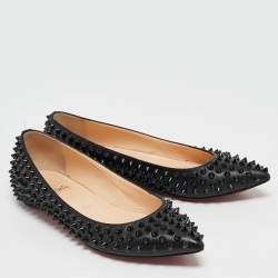Christian Louboutin Black Leather Pigalle Spikes Ballet Flats Size 36.5 