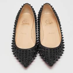 Christian Louboutin Black Leather Pigalle Spikes Ballet Flats Size 36.5 
