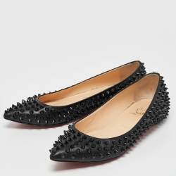 Christian Louboutin Black Leather Pigalle Spikes Ballet Flats Size 36.5 