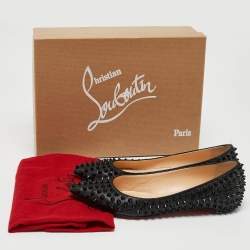 Christian Louboutin Black Leather Pigalle Spikes Ballet Flats Size 36.5 
