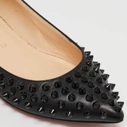 Christian Louboutin Black Leather Pigalle Spikes Ballet Flats Size 36.5 