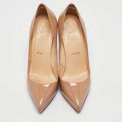 Christian Louboutin Beige Patent Leather Pigalle Plato Pumps Size 37