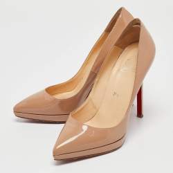 Christian Louboutin Beige Patent Leather Pigalle Plato Pumps Size 37