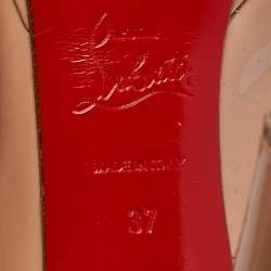 Christian Louboutin Beige Patent Leather Pigalle Plato Pumps Size 37