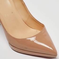 Christian Louboutin Beige Patent Leather Pigalle Plato Pumps Size 37