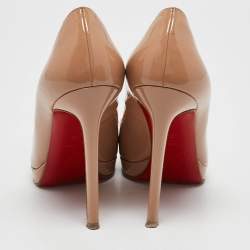 Christian Louboutin Beige Patent Leather Pigalle Plato Pumps Size 37