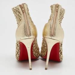 Christian Louboutin Gold Leather Andaloulou Booties Size 36