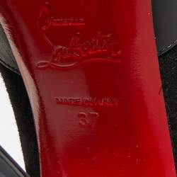 Christian Louboutin Black Leather and Suede Knee Length Boots Size 37