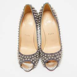 Christian Louboutin Multicolor Glitter Fabric Yolanda Peep Toe Pumps Size 36.5