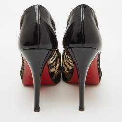 Pre Owned Christian Louboutin Black Lace Ambro Pizzo Peep Toe Platform Pumps Size 37.5