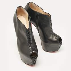 Christian Louboutin Black Leather Recouzetta Boots Size 37