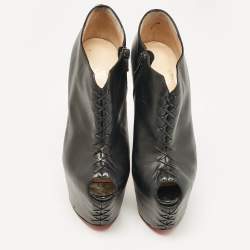 Christian Louboutin Black Leather Recouzetta Boots Size 37