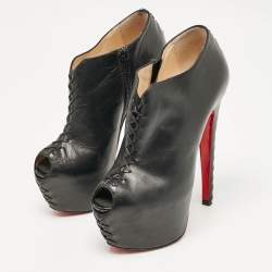 Christian Louboutin Black Leather Recouzetta Boots Size 37