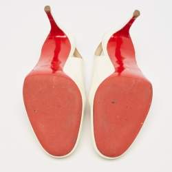 مملوكة مسبقًا Christian Louboutin White Patent Leather Slingback Pumps Size 39