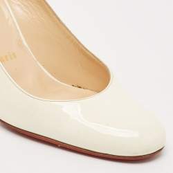 مملوكة مسبقًا Christian Louboutin White Patent Leather Slingback Pumps Size 39