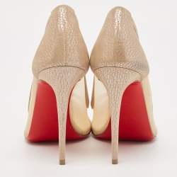 Pre Owned Christian Louboutin Beige Mesh and Suede Galativi Strass Pumps Size 36.5