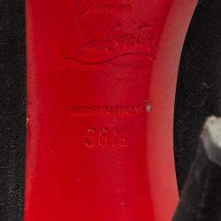 Pre Owned Christian Louboutin Black Suede  Knee Length Boots Size 38.5