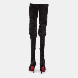 Pre Owned Christian Louboutin Black Suede  Knee Length Boots Size 38.5
